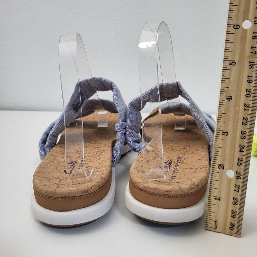 Clarks Light Blue Fabric Twist Slingback Sandals - Picture 4 of 10